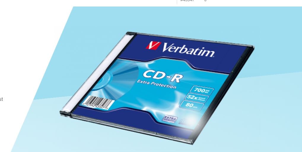 CD-R VERBATIM 43347, 52x, 700MB, 1buc - Slim Case